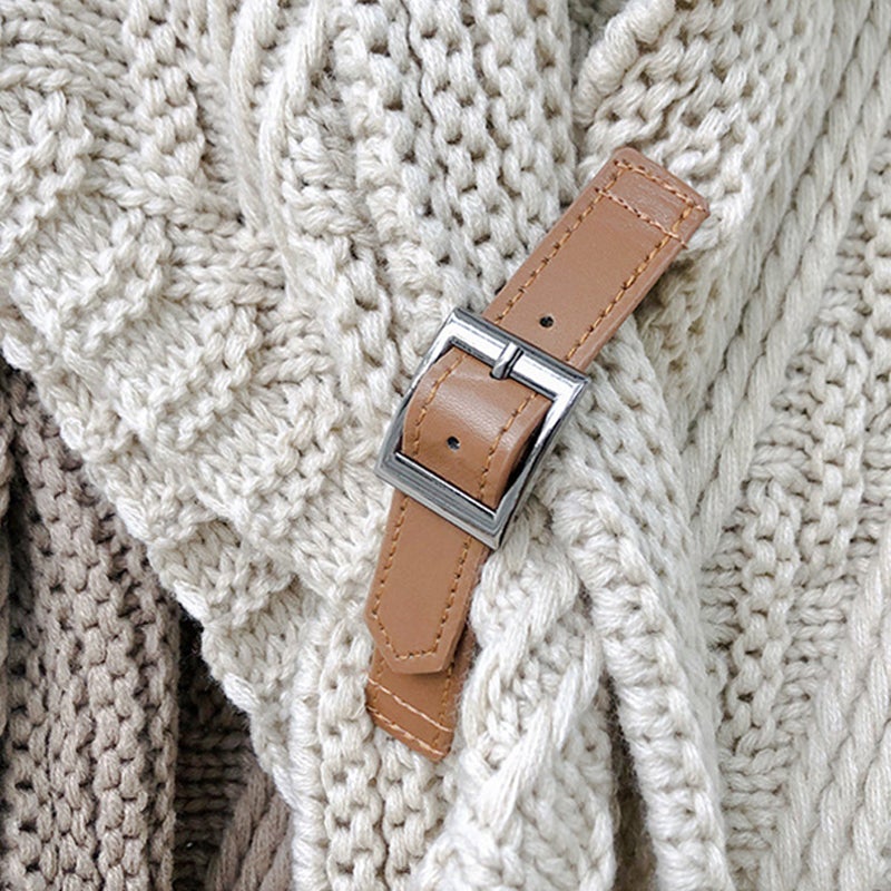Nadine | Écharpe poncho tricotée avec boucle pour femmes