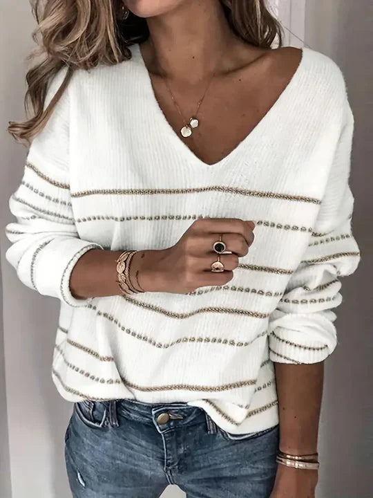 Audeline | Pull élégant à col en V pour femmes élégantes