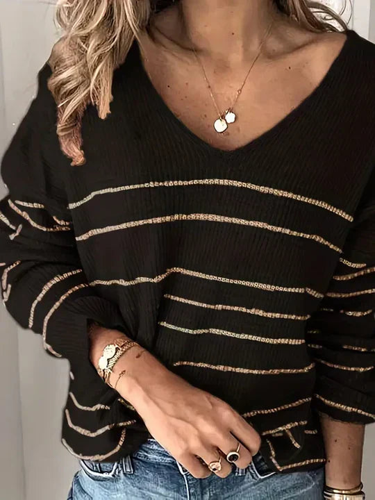 Audeline | Pull élégant à col en V pour femmes élégantes