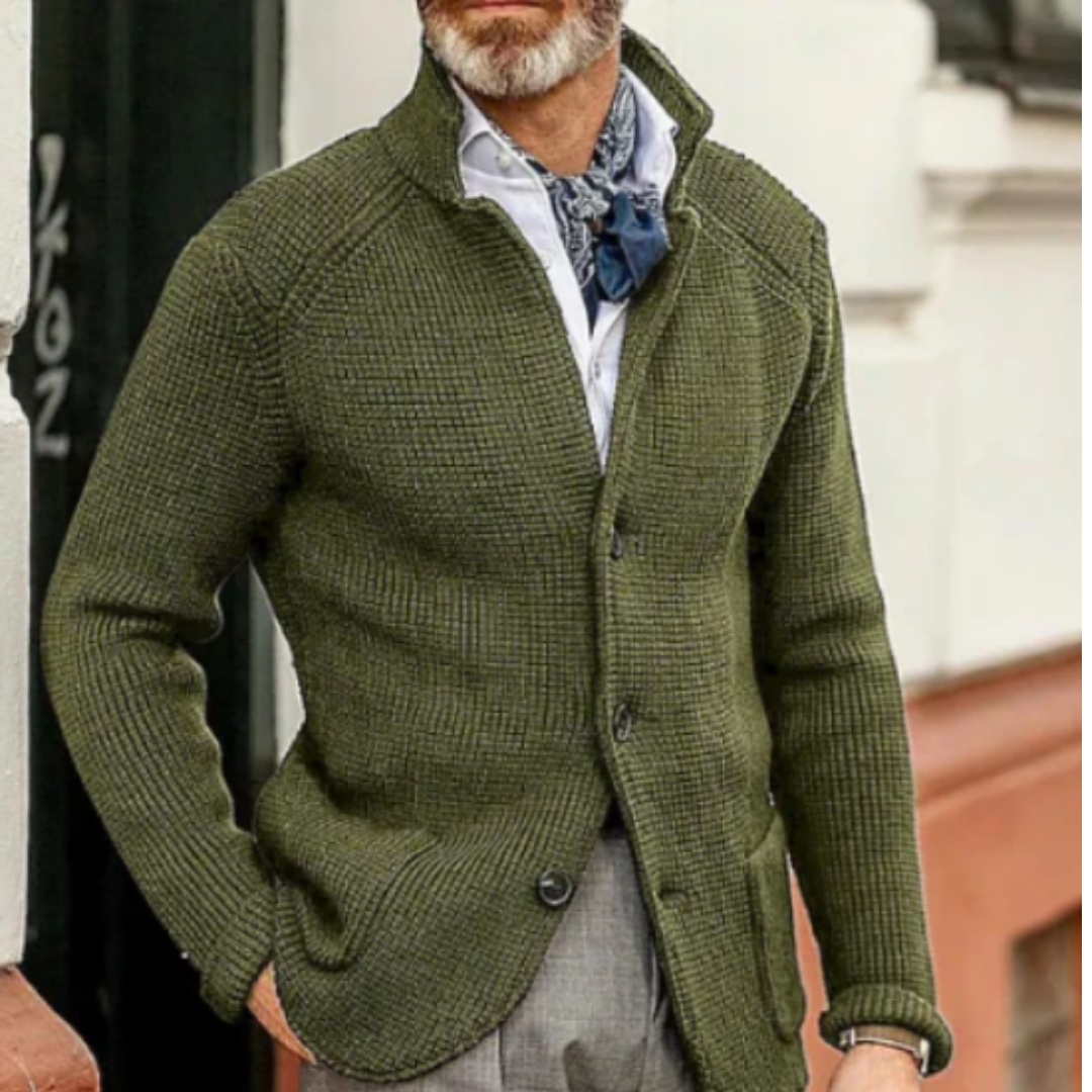 Cardigan en maille hivernal pour hommes avec boutons | Henrik