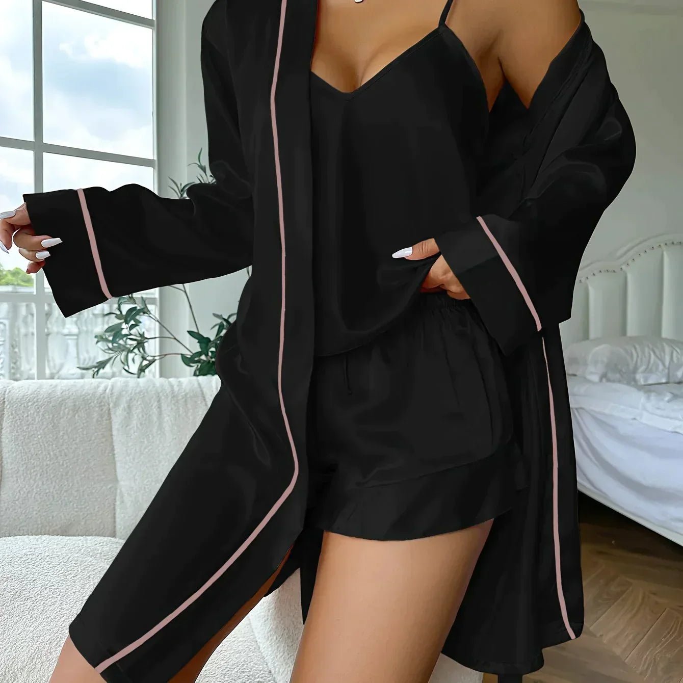 Eloise | Ensemble intérieur en satin 3 pièces