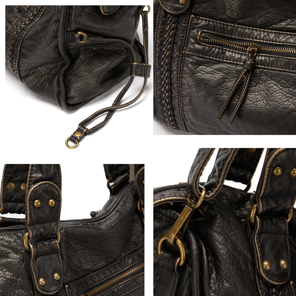 Colette | Sac à main en cuir noir pour femmes