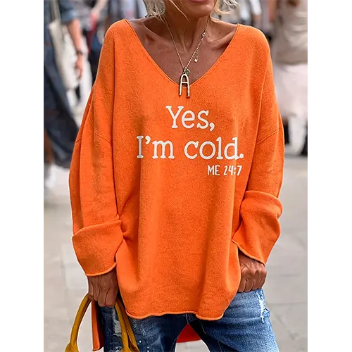 Élise | Pull oversize à col en V pour femmes – mode