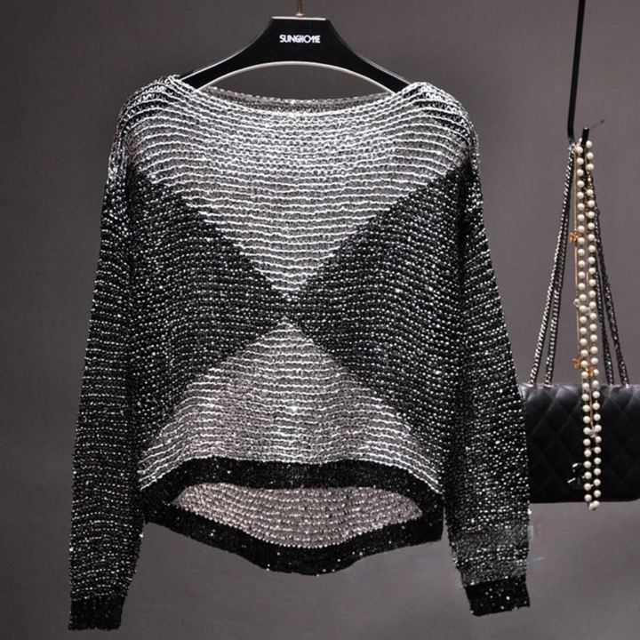 Top à col rond et à paillettes pour femmes | Alice