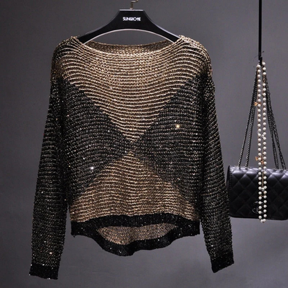 Top à col rond et à paillettes pour femmes | Alice