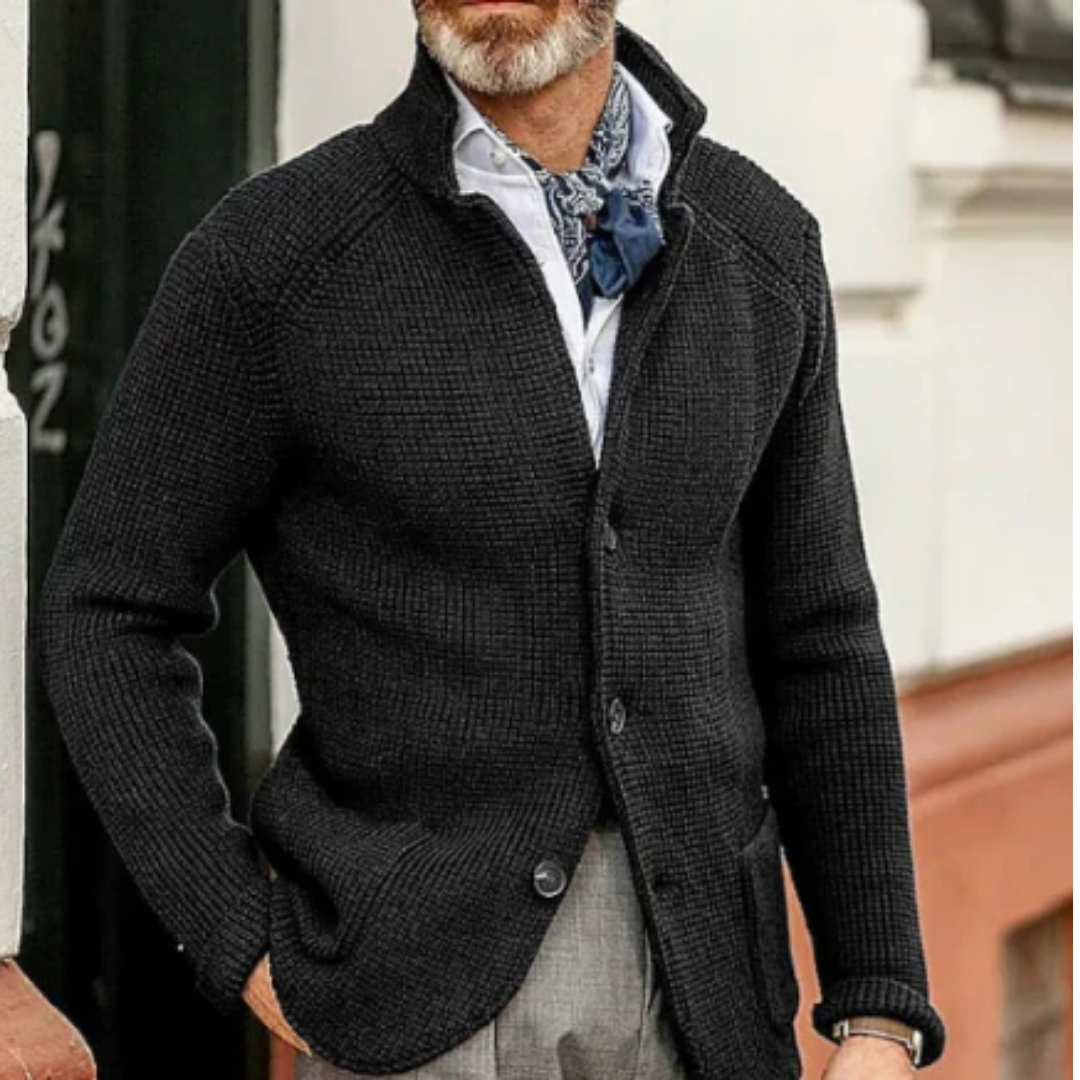 Cardigan en maille hivernal pour hommes avec boutons | Henrik
