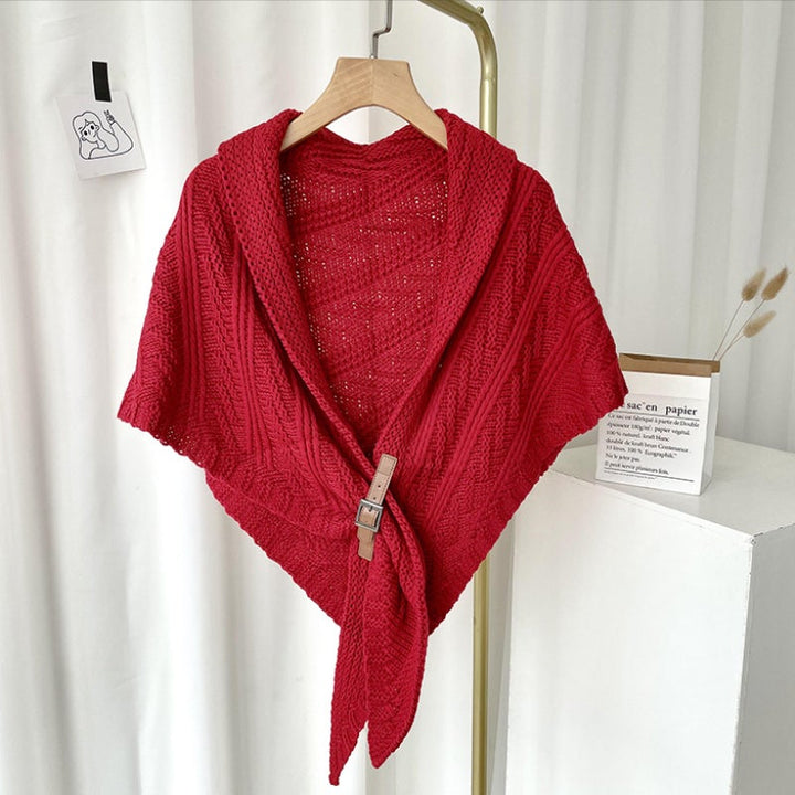 Nadine | Écharpe poncho tricotée avec boucle pour femmes