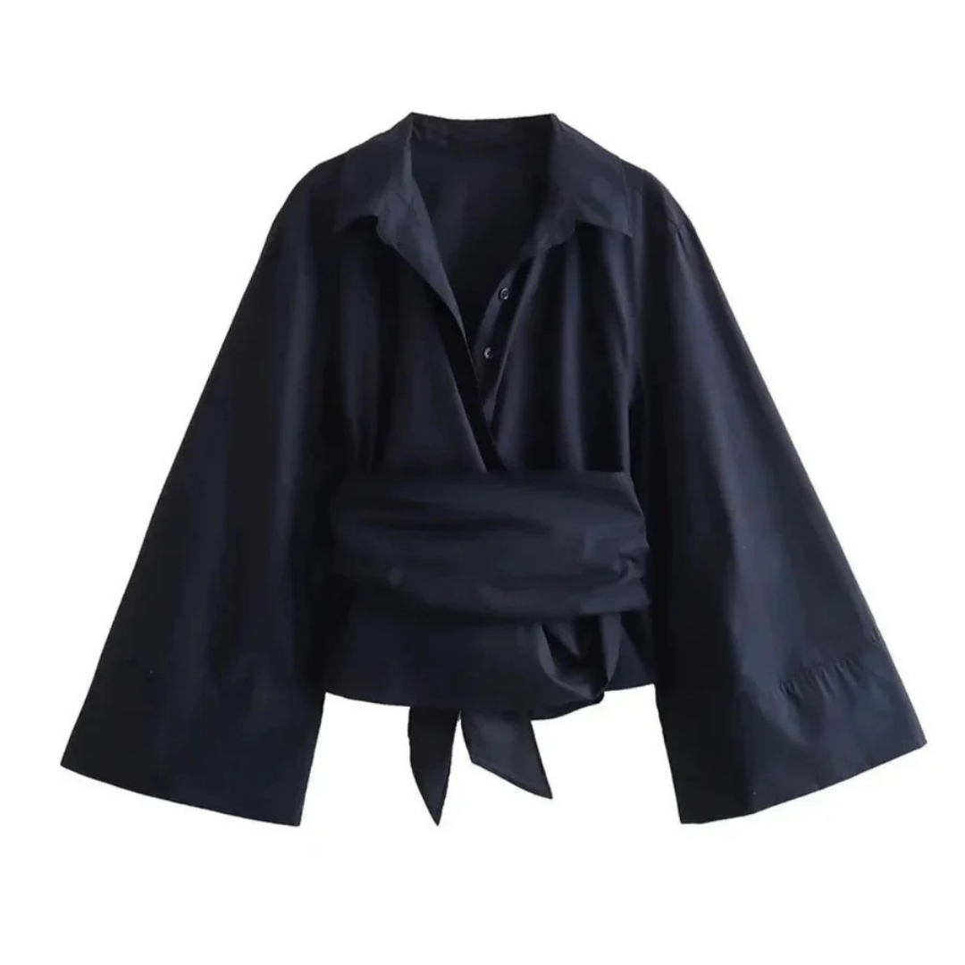 Chemisier kimono boutonné en tissu doux | Aline