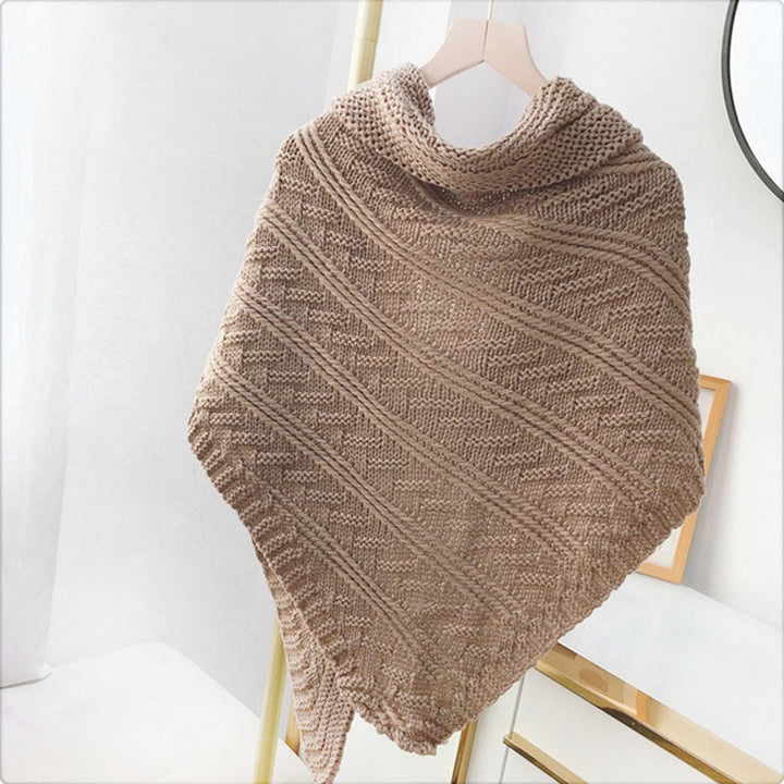 Nadine | Écharpe poncho tricotée avec boucle pour femmes