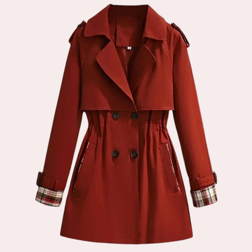 Michelle | Trench-coat à manches à carreaux pour femmes
