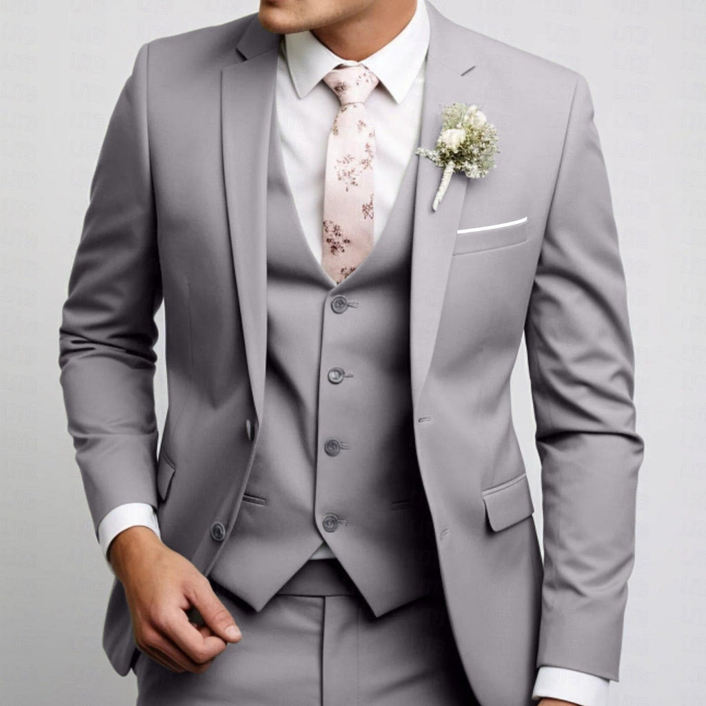 Costume 2 pièces Anton gris clair pour homme, coupe ajustée professionnelle