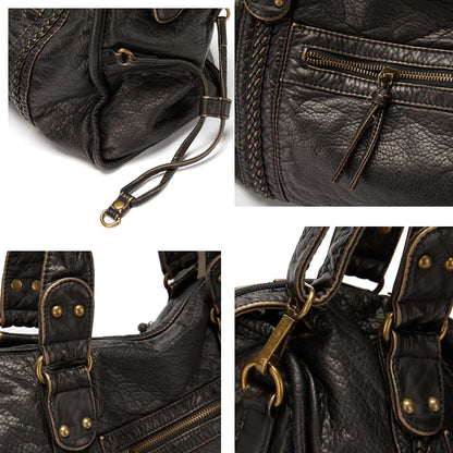 Colette | Sac à main en cuir noir pour femmes