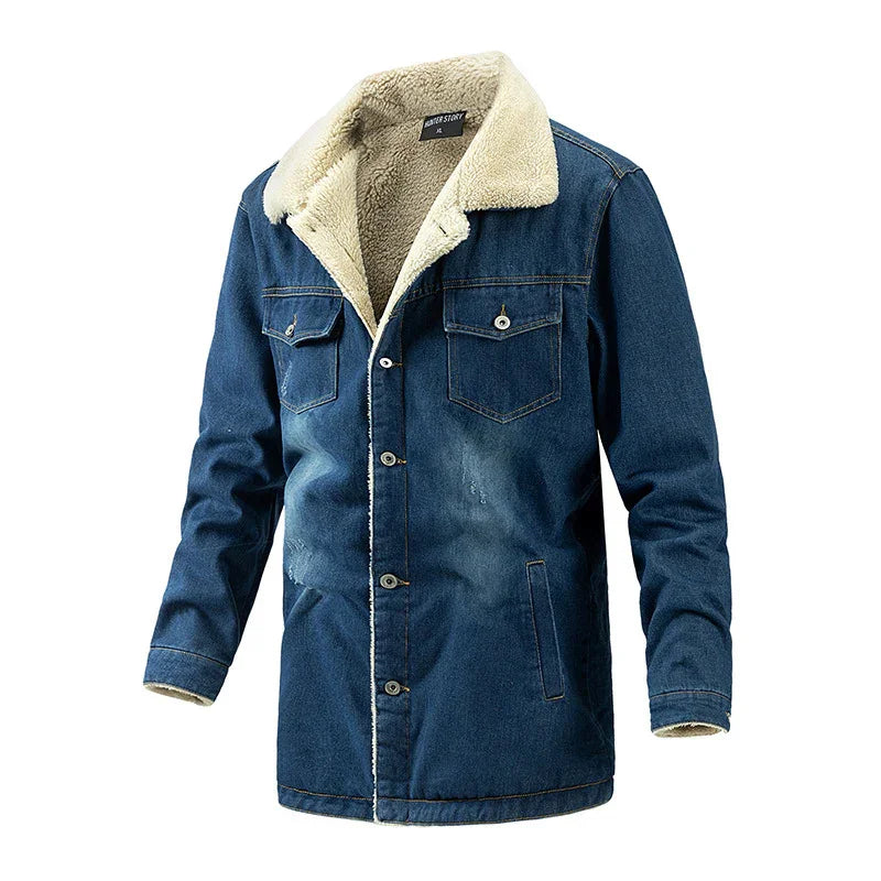 Gabriel - Veste en denim molletonné avec revers