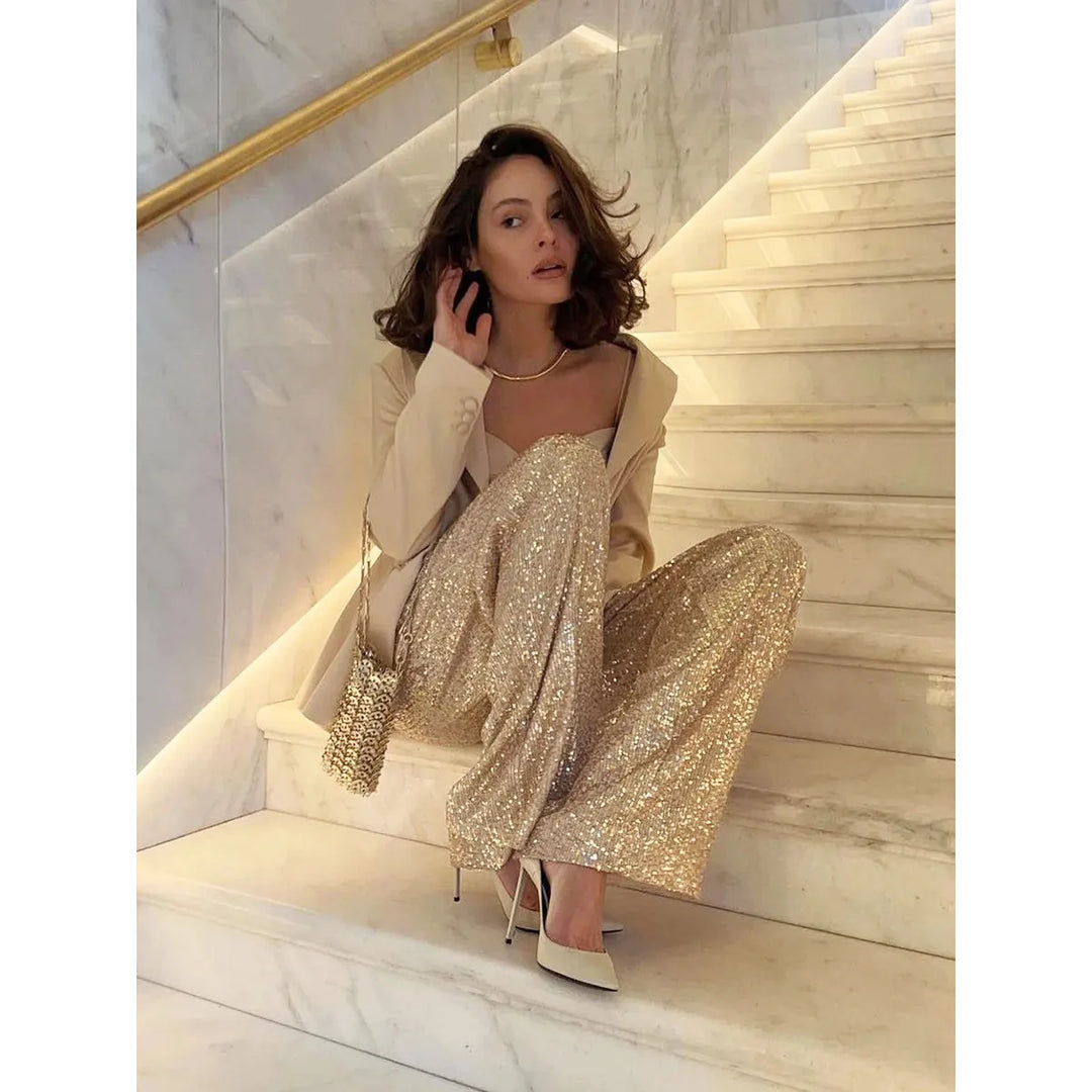Sophie | Pantalon De Fête À Paillettes Long Et Éégant Pour Femmes – mode